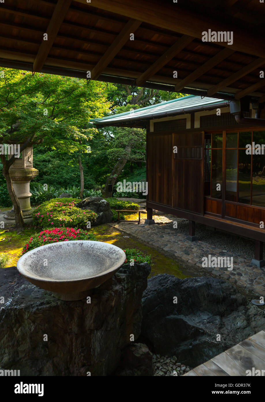 Garden of kyu asakura traditional japanese house from taisho era, Kanto region, Tokyo, Japan