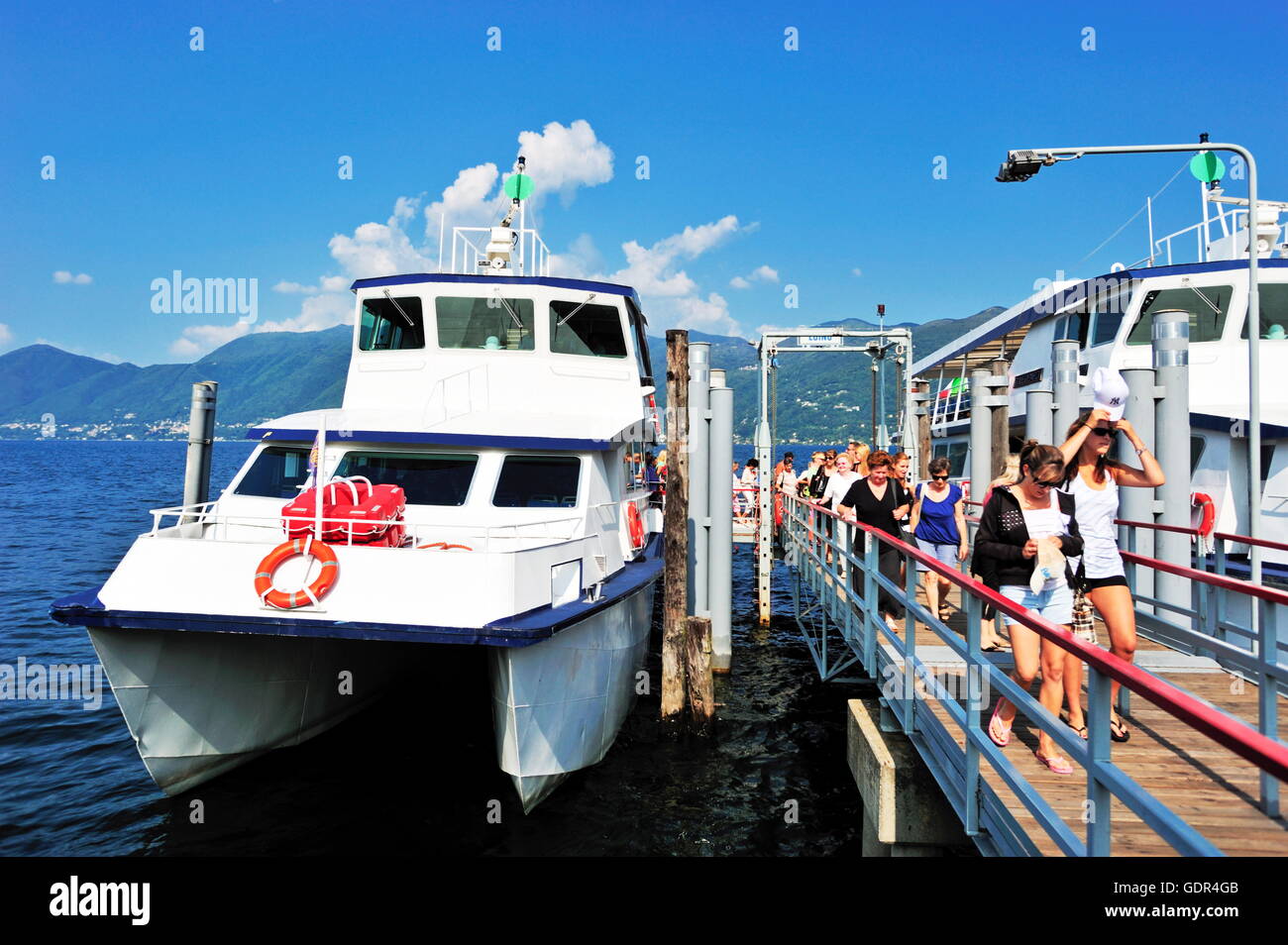 geography / travel, Italy, Luino, ferry terminal at Lago  Maggiore, , Additional-Rights-Clearance-Info-Not-Available Stock Photo