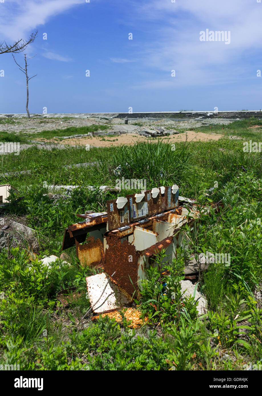Abandoned cloakroom boxes in the highly contaminated area after the