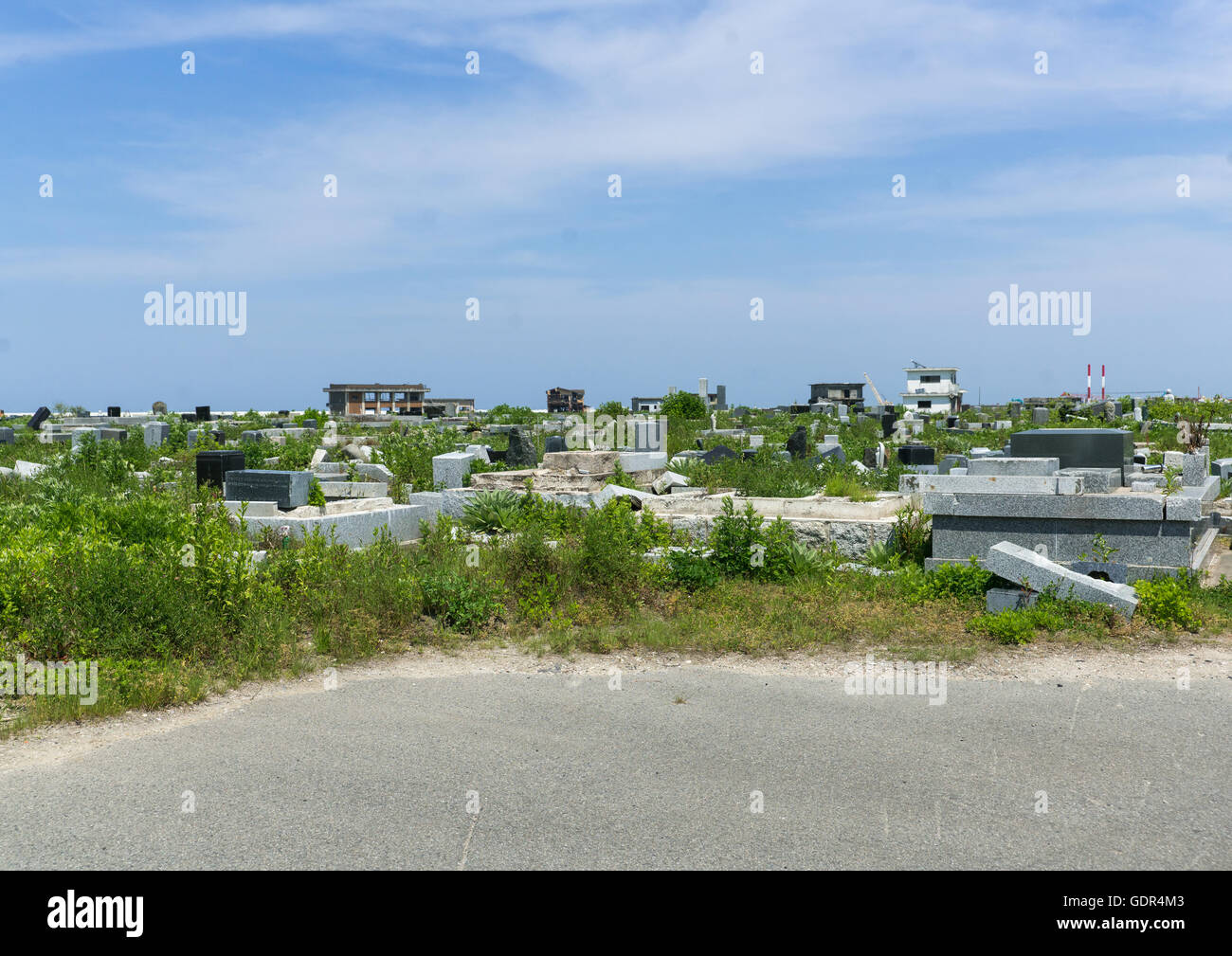 Foundations of the houses destroyed by the earthquake and the tsunami
