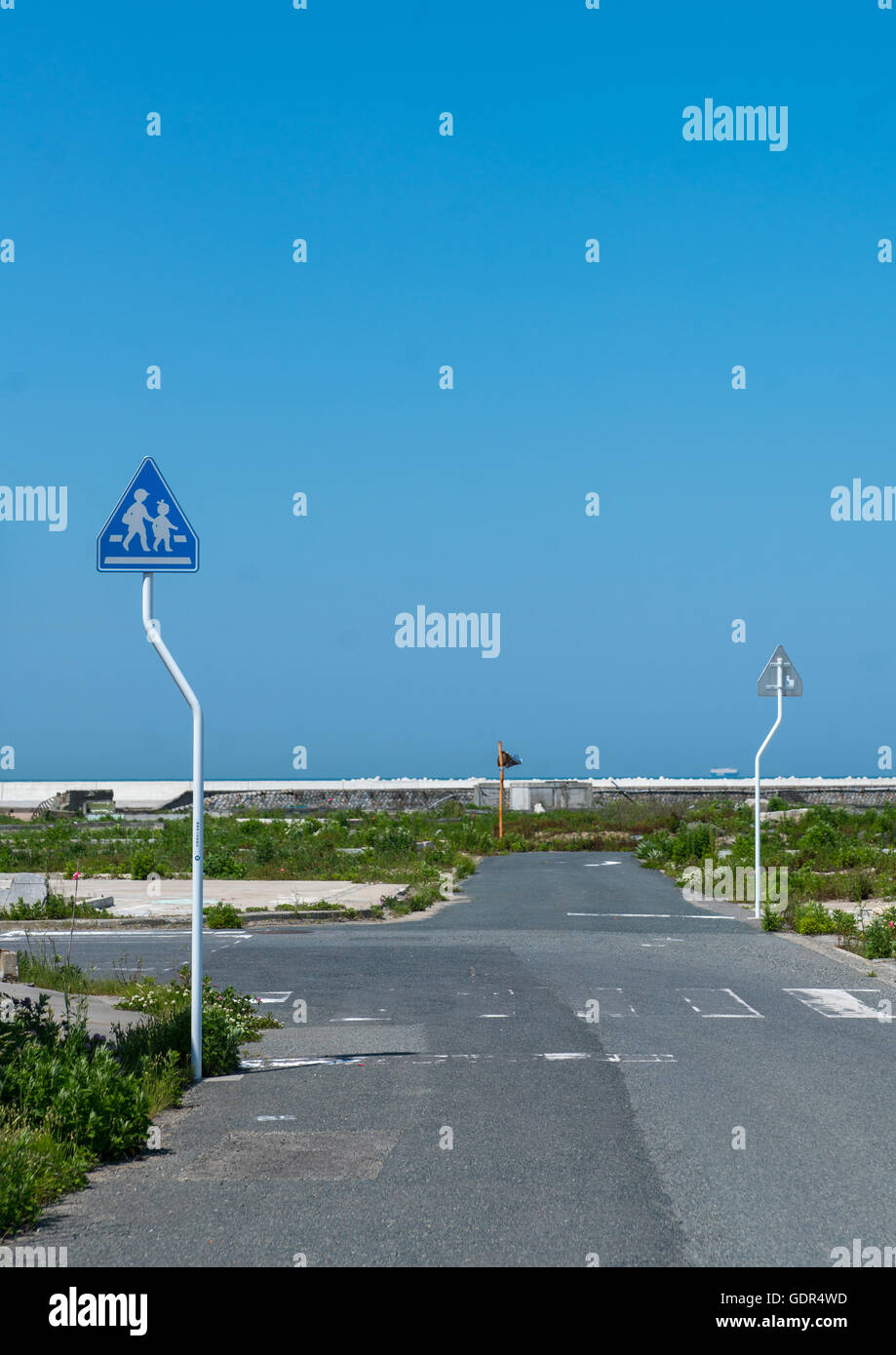 Foundations of the houses destroyed by the earthquake and the tsunami