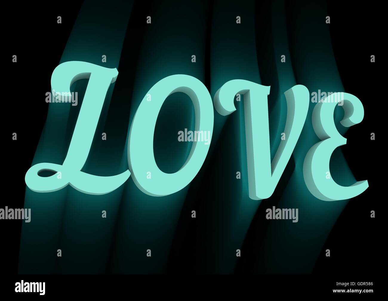 San Valentine card. Neon shine LOVE word in 3D effect Stock Photo