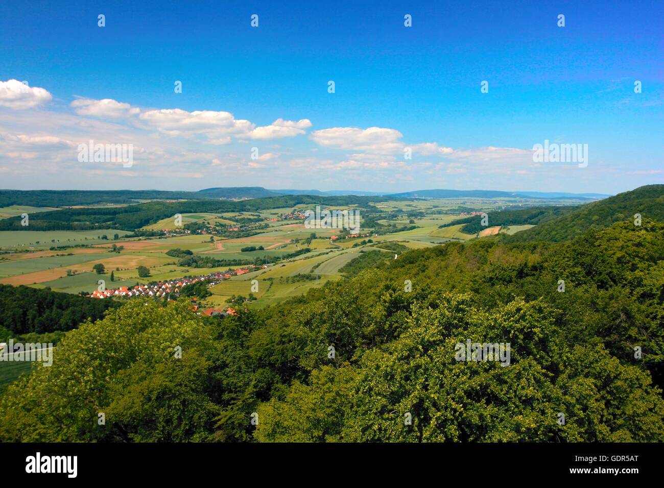 geography / travel, Germany, Lower Saxony, landscapes, Leine Valley near Alfeld, view from Himmelberg Tower, Additional-Rights-Clearance-Info-Not-Available Stock Photo