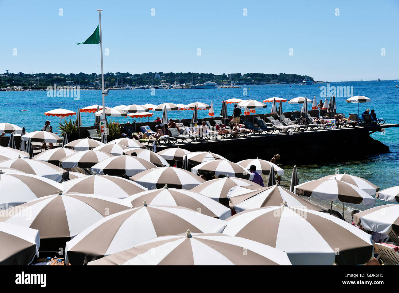 Sea front, Juan les pins, french riviera, france, private beach Stock Photo