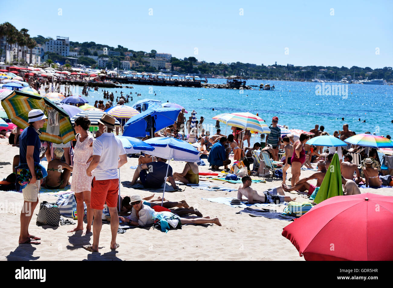 Public beach, juan les pins, antibes, french riviera, france Stock