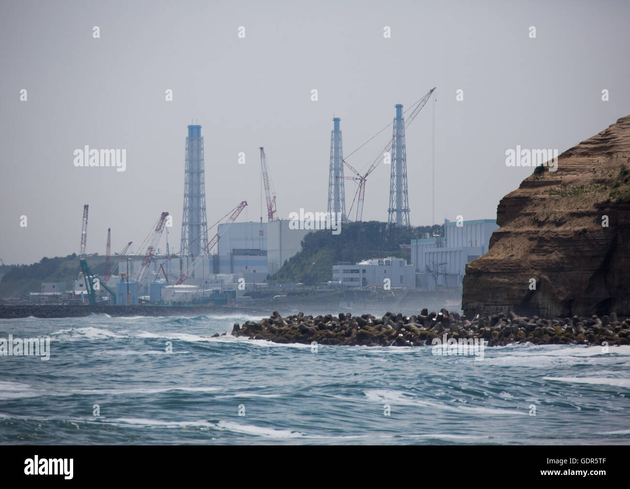 Fukushima daiichi nuclear power plant five years after the tsunami, Fukushima prefecture, Futaba, Japan Stock Photo