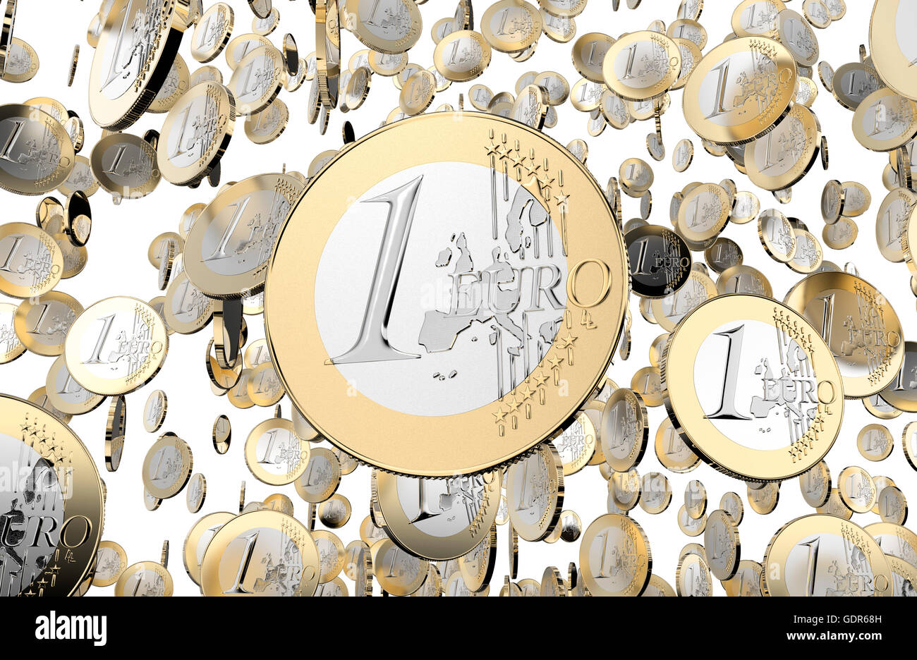 lot of euro coins isolated on white background, 3d illustration Stock ...