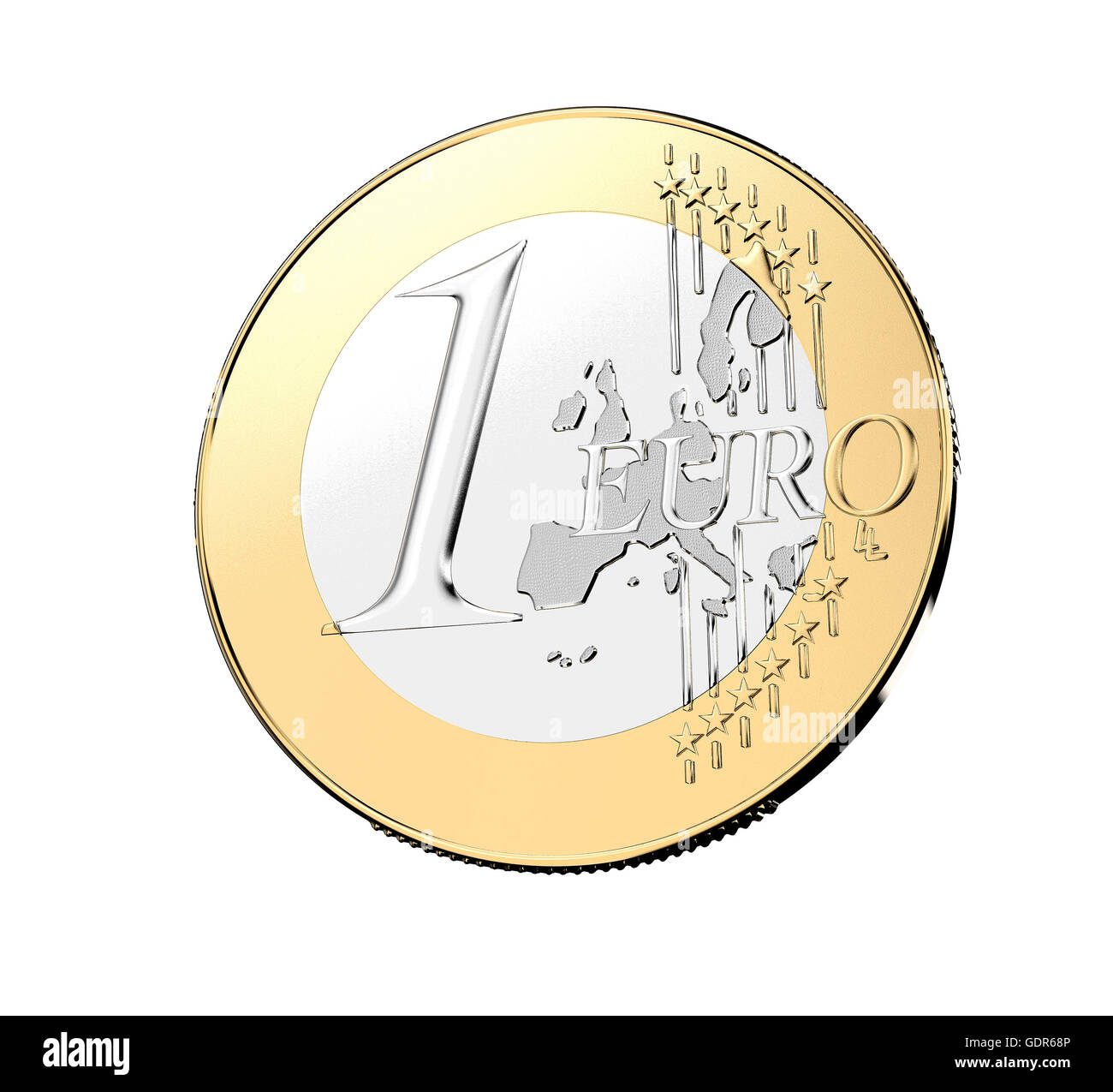 one euro coin isolated on a white background., 3d illustration Stock ...