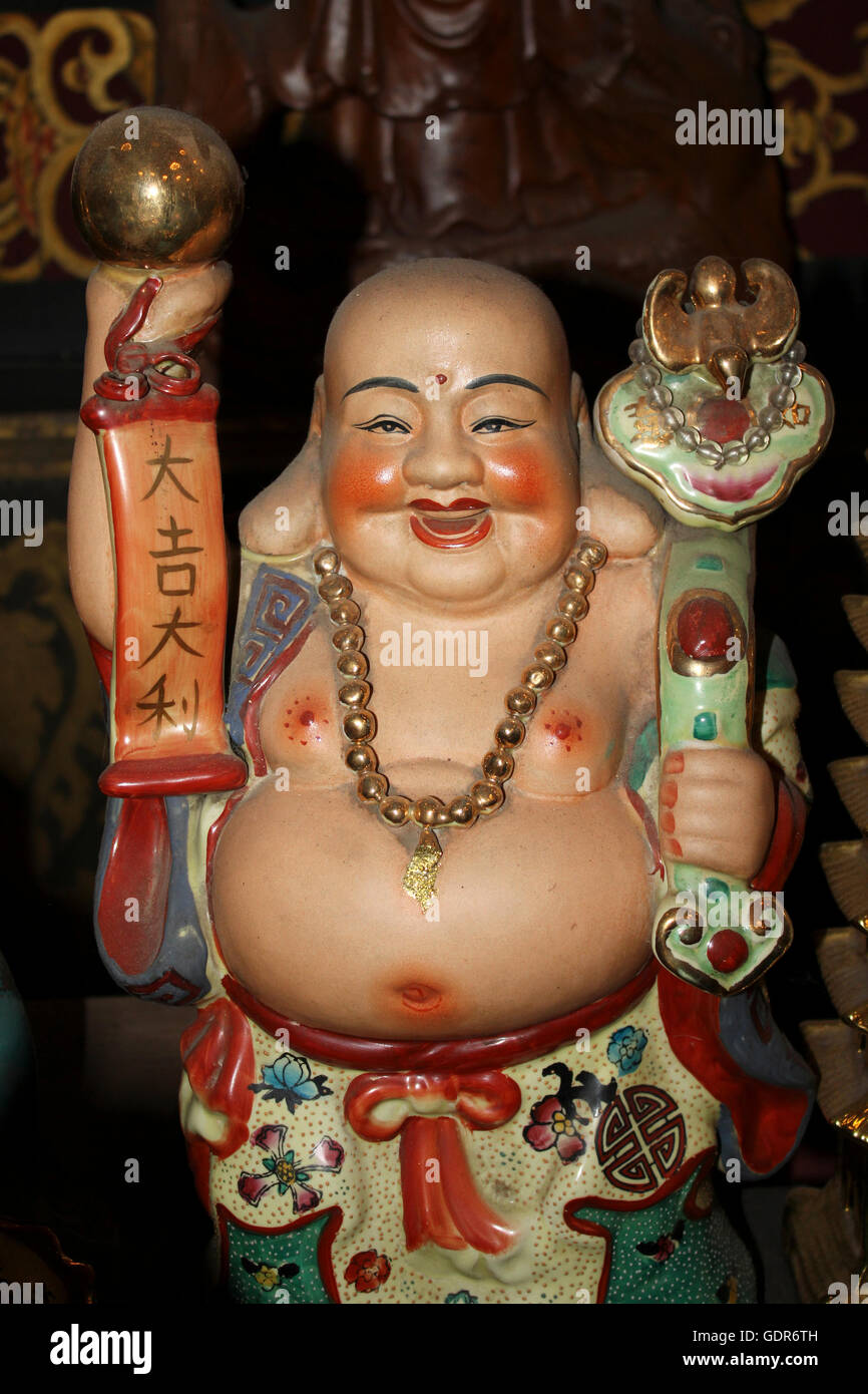 Chinese Buddha Statue at Wat Phanan Choeng, Ayutthaya, Thailand Stock Photo