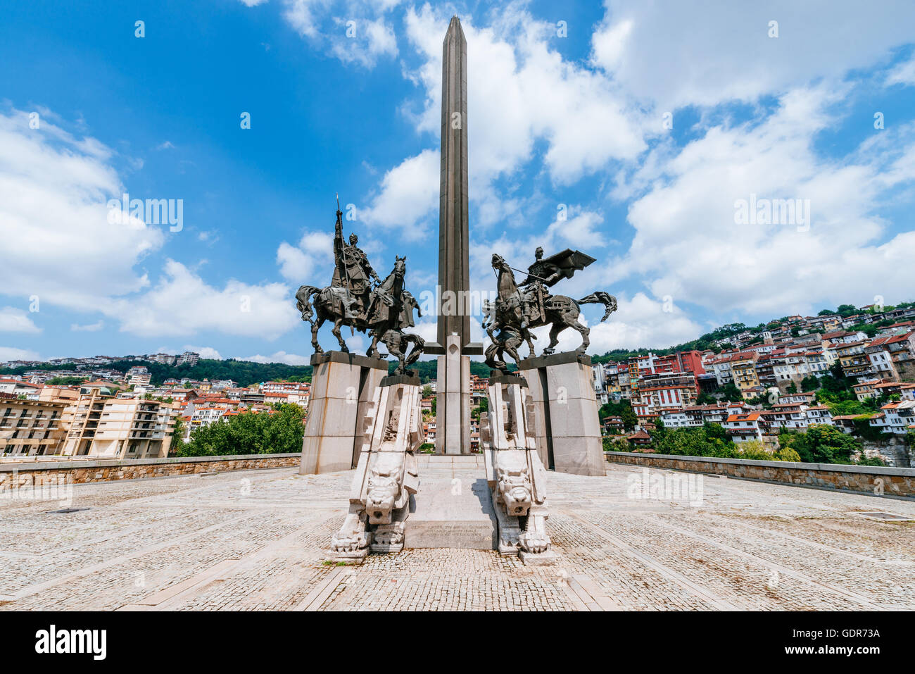 View of Monument Asenevtsi in Veliko Tarnovo, a city in north central Bulgaria. Stock Photo