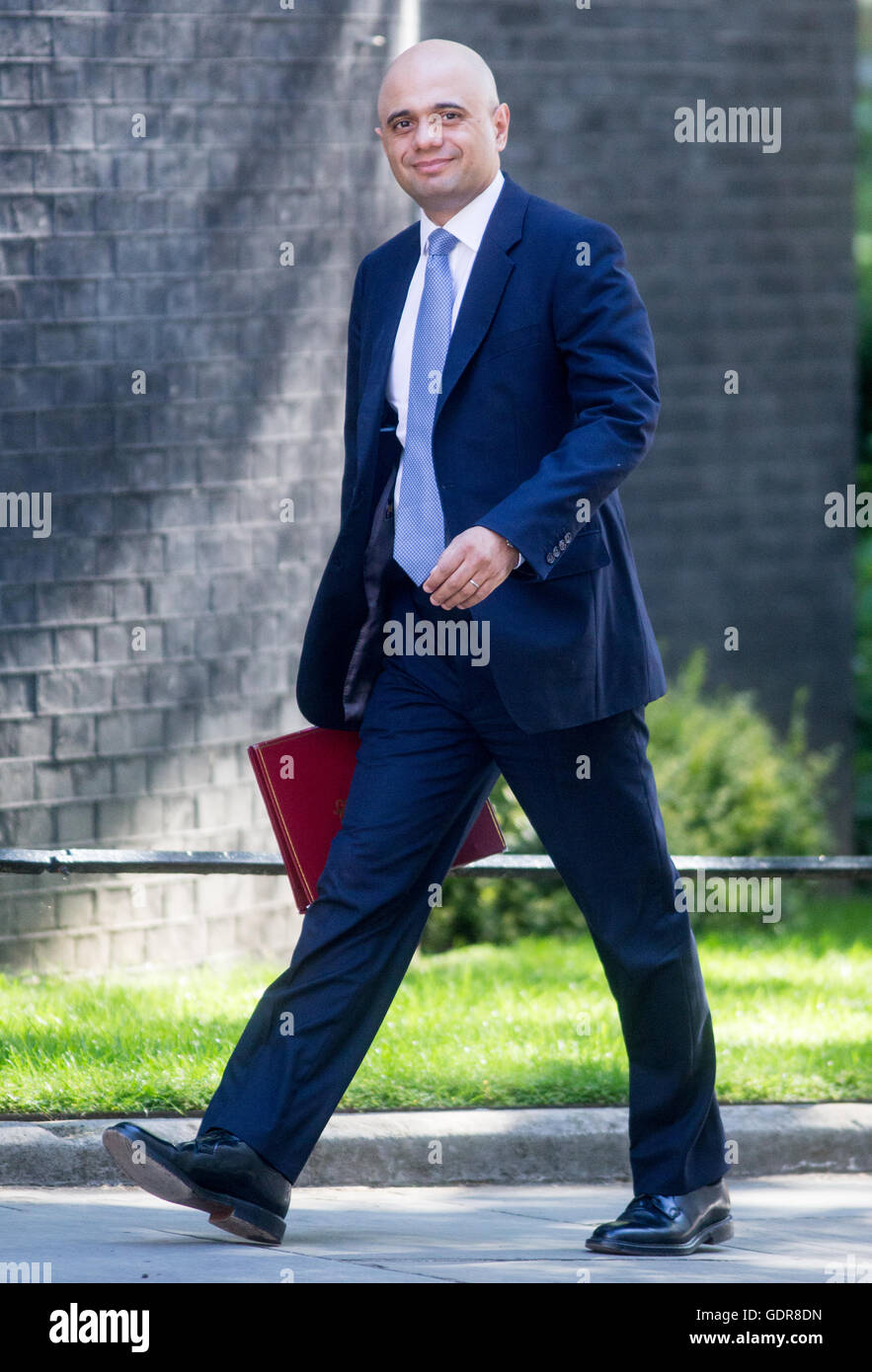 Sajid Javid,secretary of state for business Innovation and skills,arrives at Downing street for the weekly cabinet meeting Stock Photo