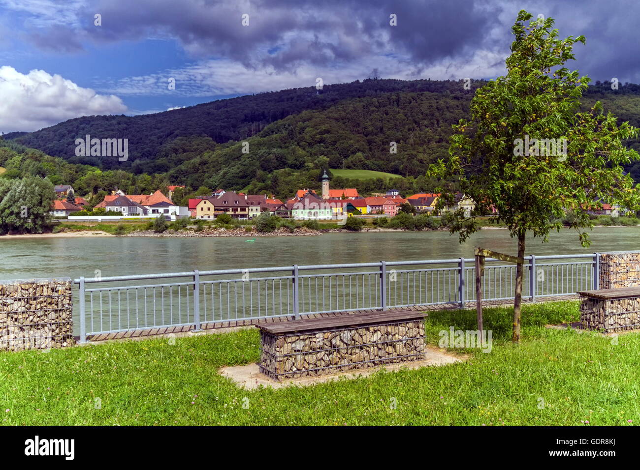 Village of Willendorf on the river Danube in the Wachau region by day, Austria Stock Photo