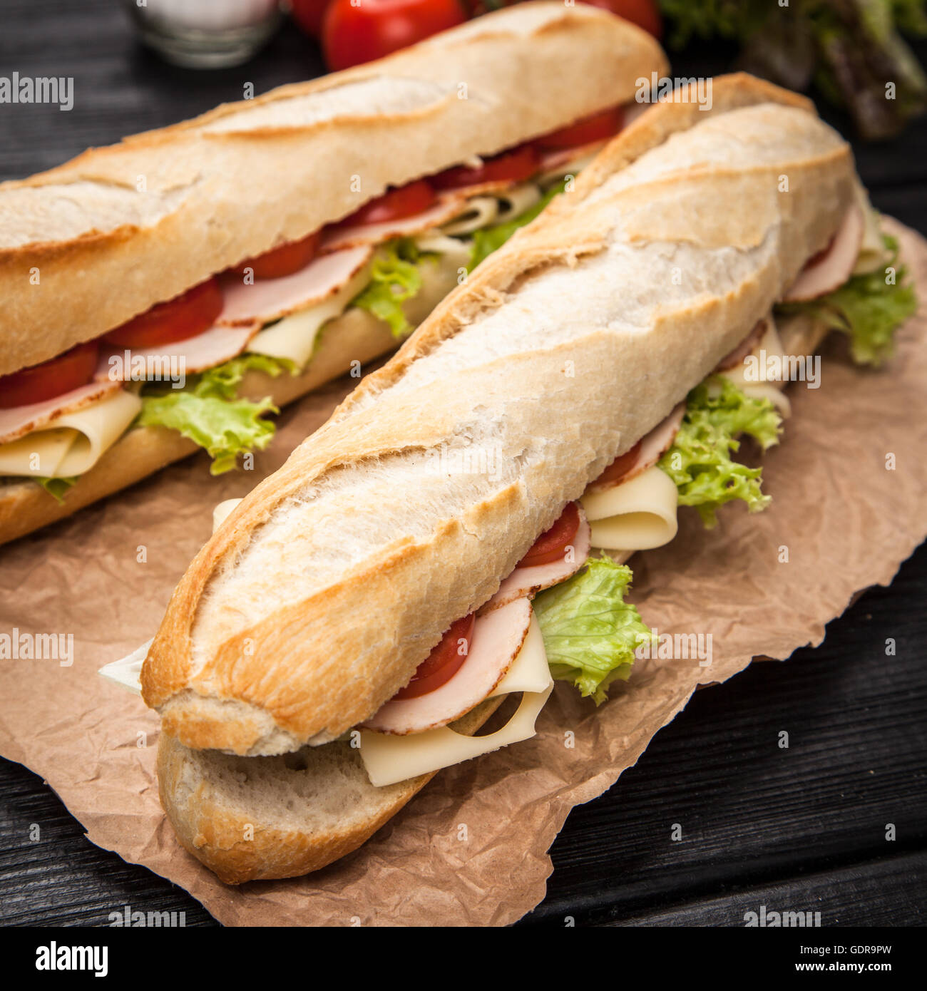 Panini grilled sandwich Stock Photo