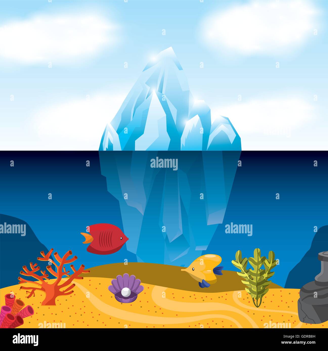 Tropical fish and iceberg icon. Sea life design. Vector graphic Stock ...