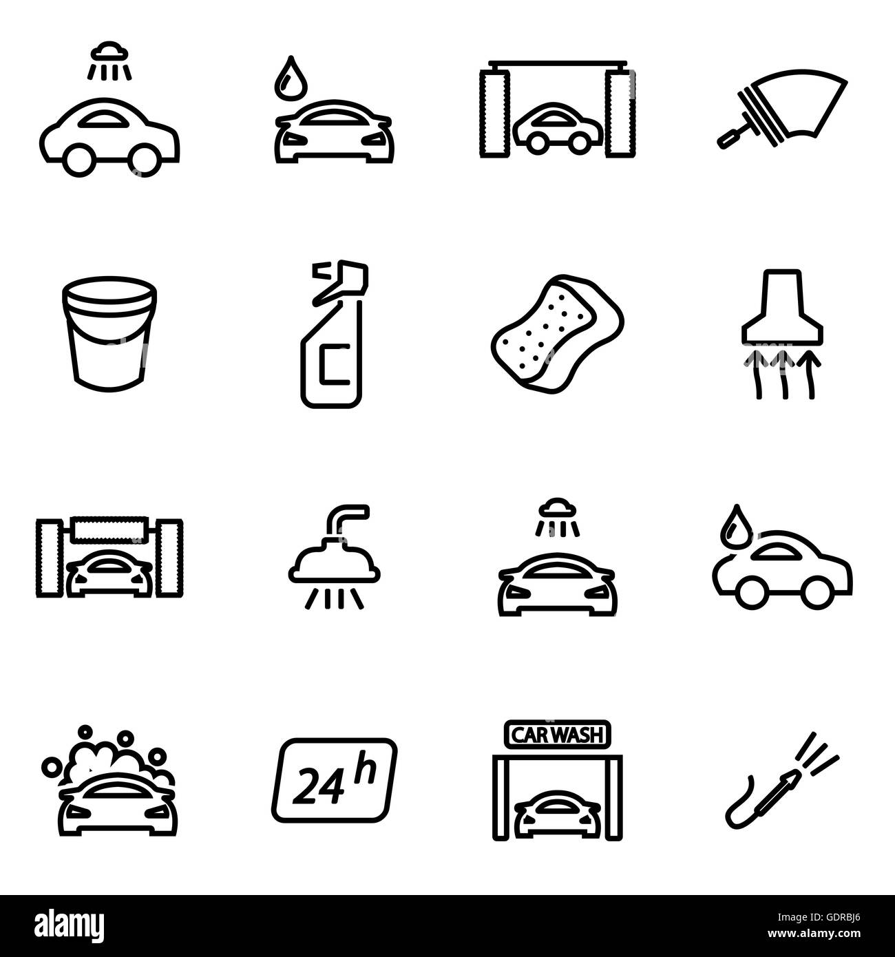 Vector line car wash icon set on white background Stock Vector Image ...