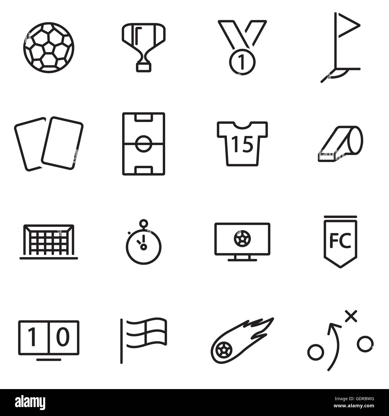 Vector line soccer icon set on white background Stock Vector Image ...