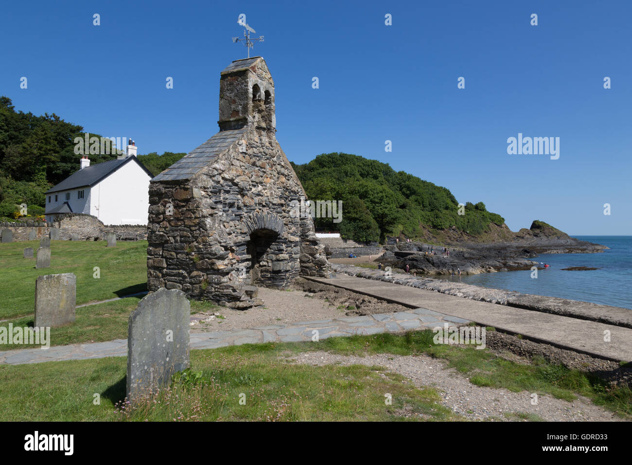 The remains of St Brynach's church at Cwm-yr-eglwys, Pembrokeshire. The ...