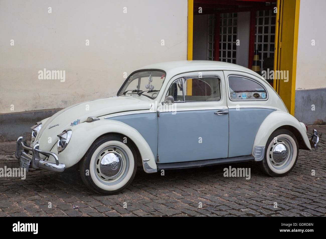 Brasilian built Volkswagen Fusca (VW Beetle), Ouro Preto, Minas Gerais, Brazil Stock Photo