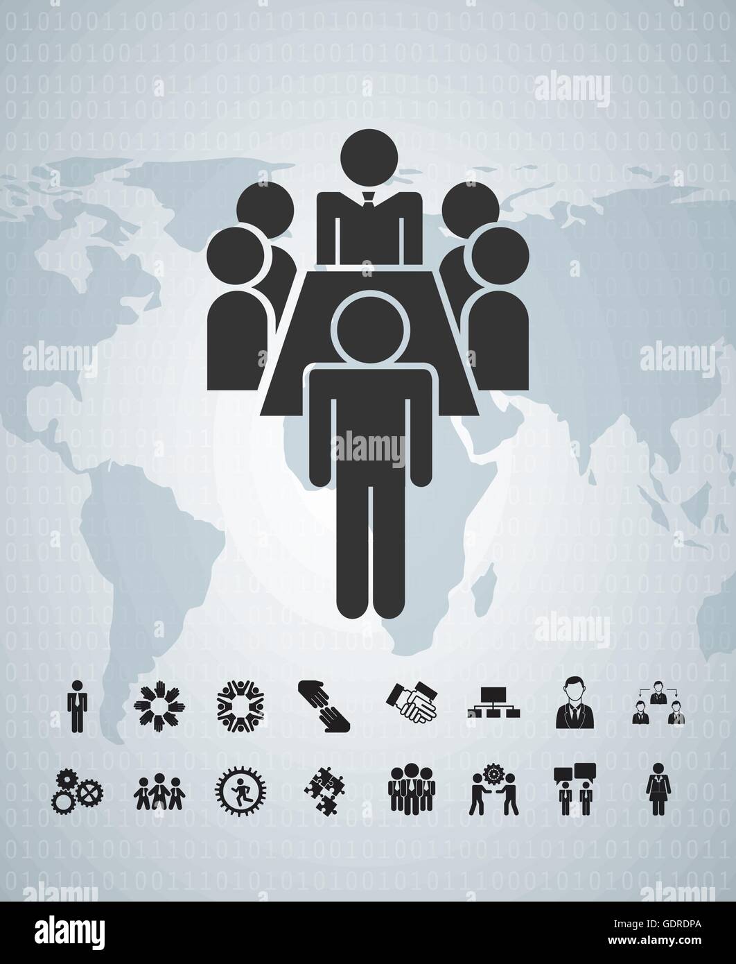 Pictogram and map icon. Businesspeople design. Vector graphic Stock ...