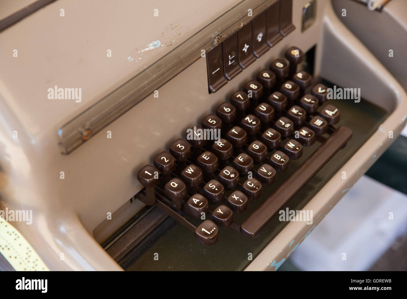 Close up of a Keyboard of ancient telex Stock Photo