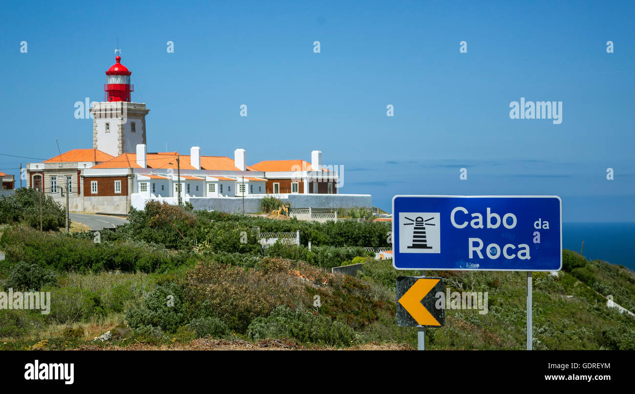 Cabo Da Roca Sign Cabo Da Roca Lighthouse High Resolution Stock Photography and Images ...