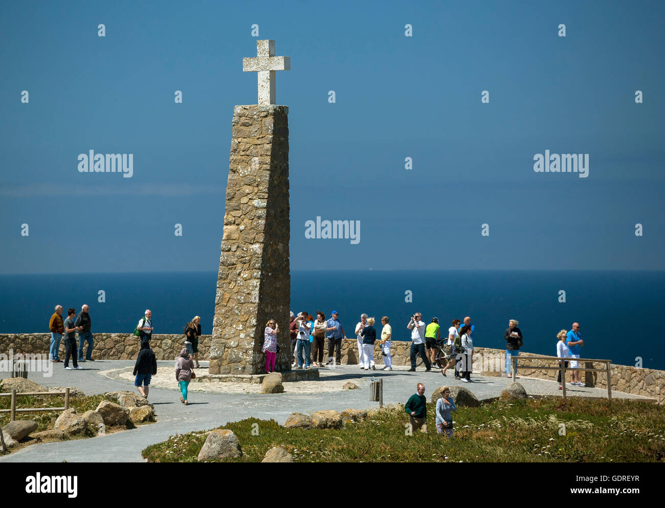 Atlantic Coast, Cabo da Roca, the westernmost point of the continent of Europe, Lisbon Coast, São João das Covas, Stock Photo