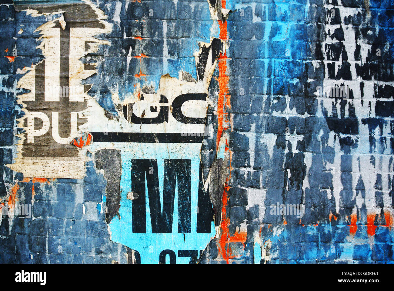 Random background collage paper typography texture on wall Stock Photo ...