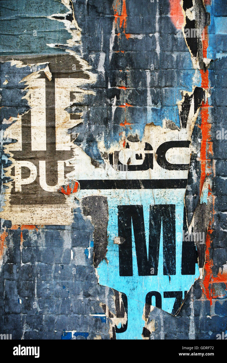 Random background collage paper typography texture on wall Stock Photo ...