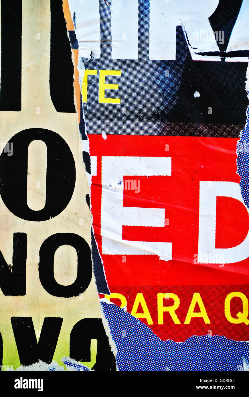 Random background collage paper typography texture on wall Stock Photo ...