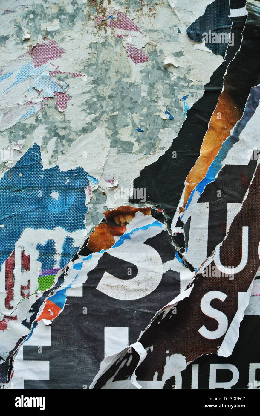 Random background collage paper typography texture on wall Stock Photo ...