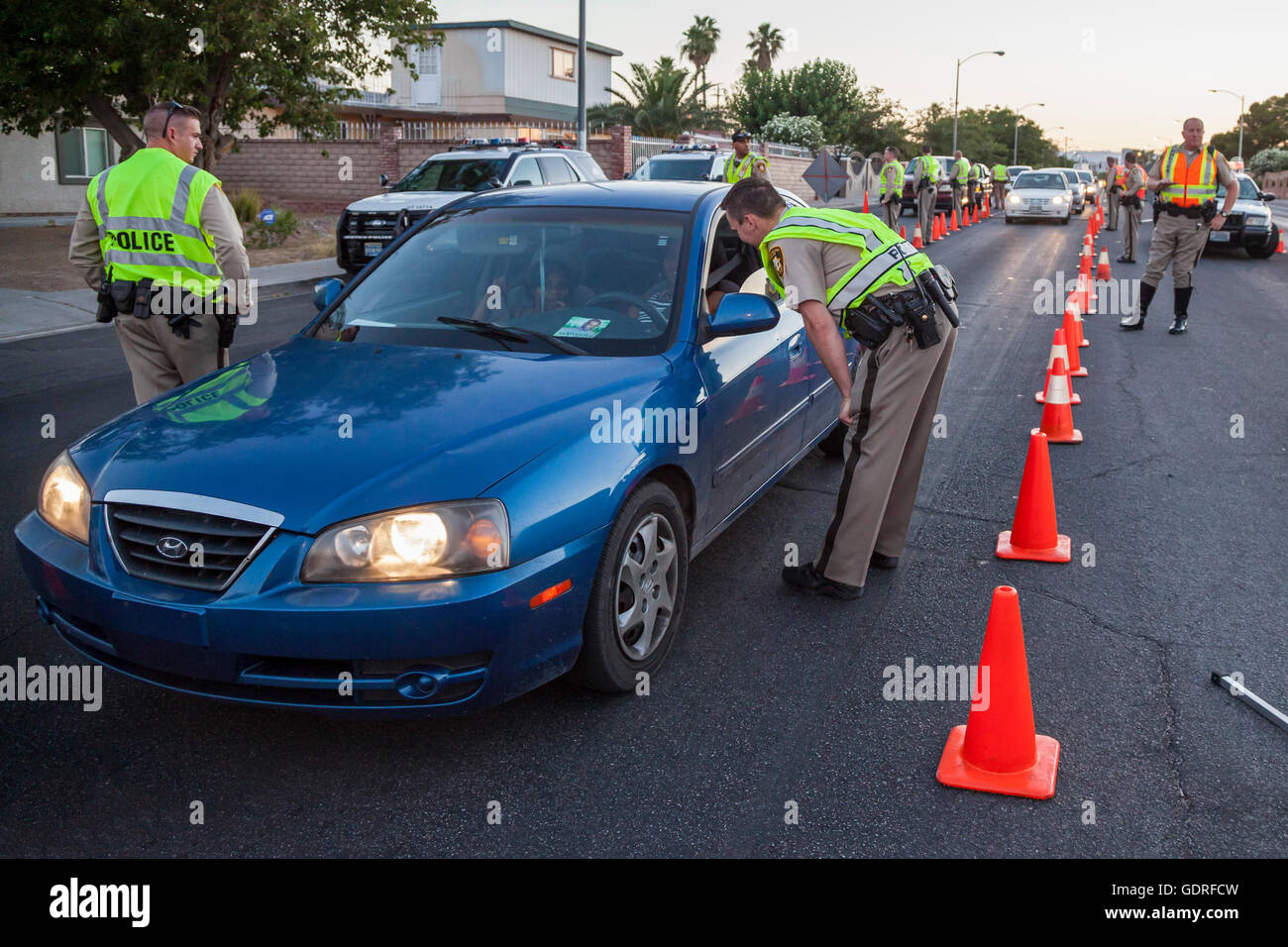 Las Vegas, Nevada Police set up a sobriety checkpoint on Vegas Valley