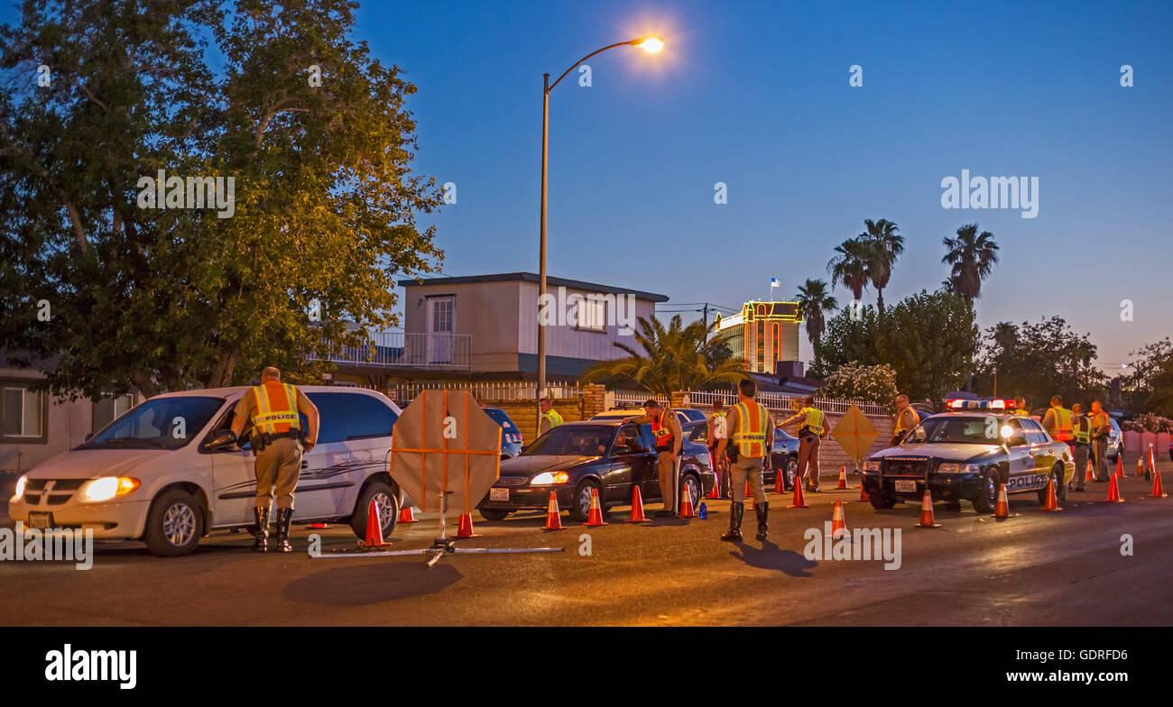 Las Vegas, Nevada Police set up a sobriety checkpoint on Vegas Valley
