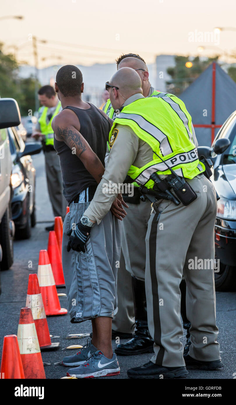 Las Vegas, Nevada Police set up a sobriety checkpoint on Vegas Valley