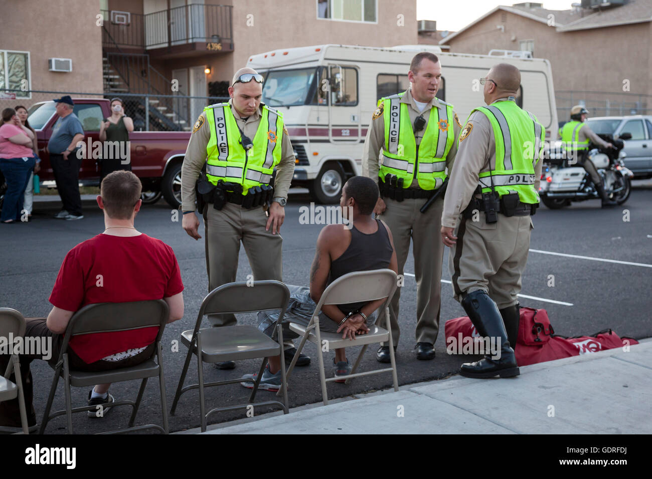 Las Vegas, Nevada - Police set up a sobriety checkpoint on Vegas Valley Drive, detaining a number of drivers. Stock Photo