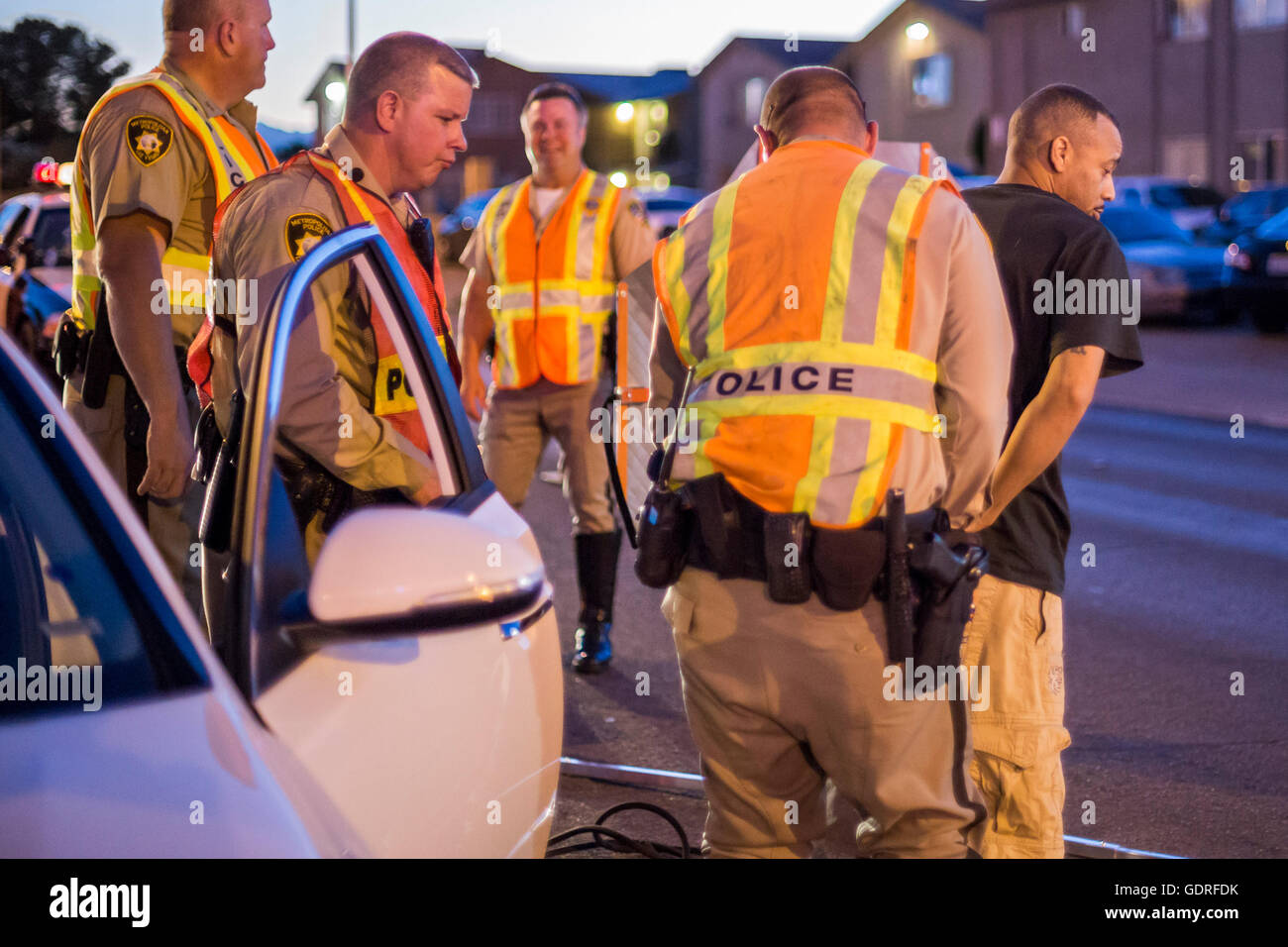 Las Vegas, Nevada Police set up a sobriety checkpoint on Vegas Valley
