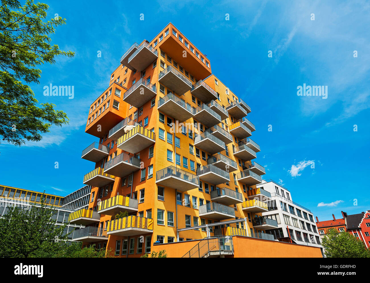 Modern highrise building, apartments, Schwanthaler Höhe, Munich