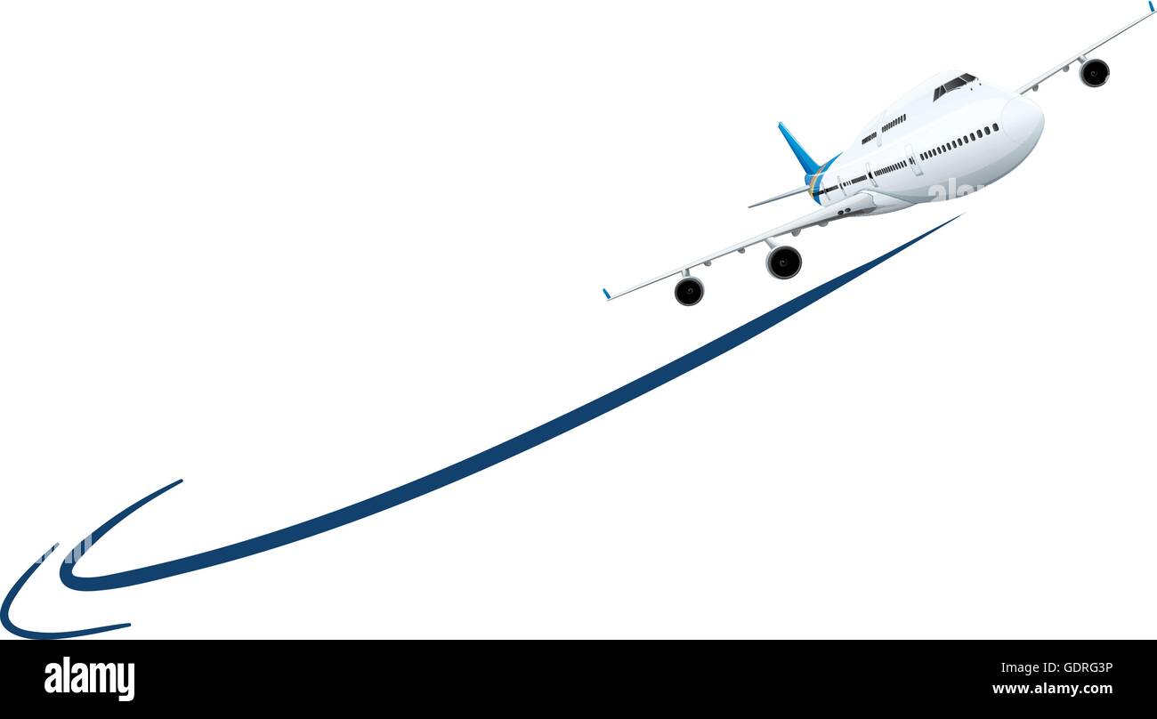 Airplane flying on white background illustration Stock Vector Image ...