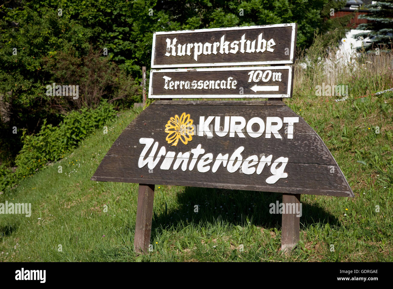 Sign, Kurort Winterberg, spa town, Sauerland, North Rhine-Westphalia Stock Photo