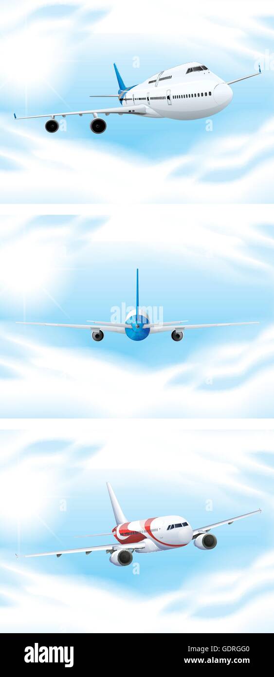 Scene with planes flying in the sky illustration Stock Vector Image ...