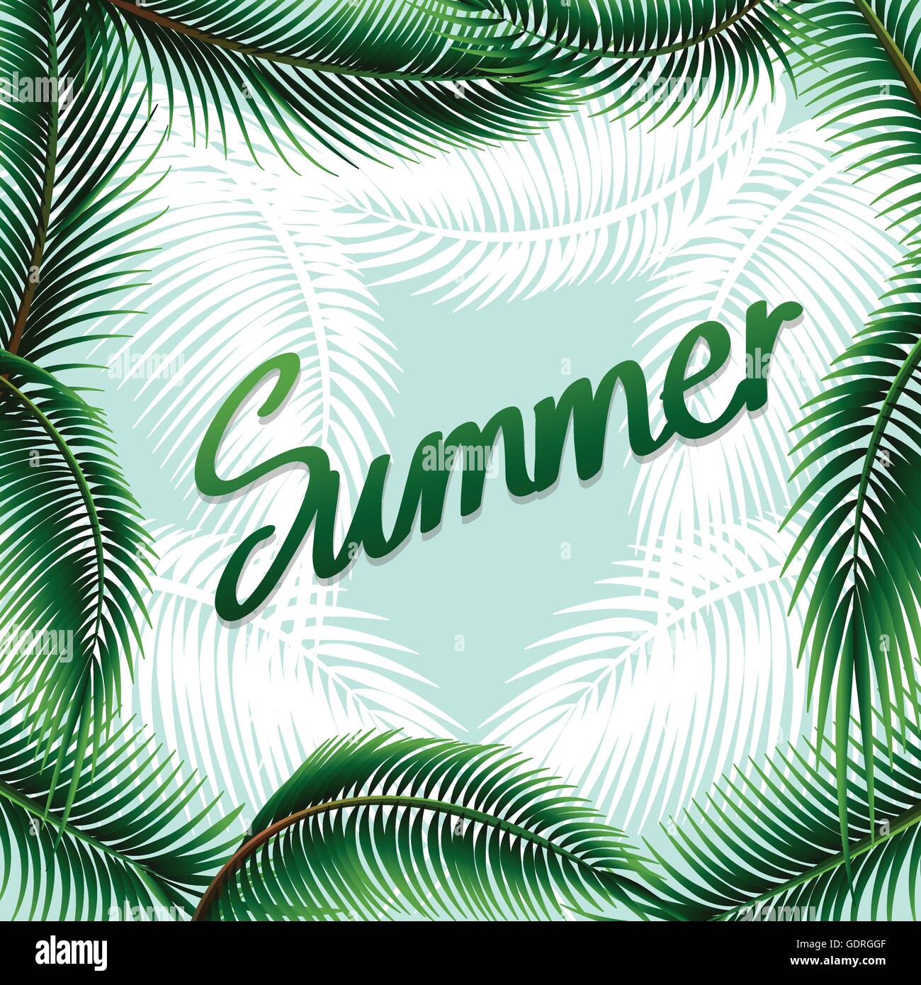 Summer theme background with green leaves illustration Stock Vector ...