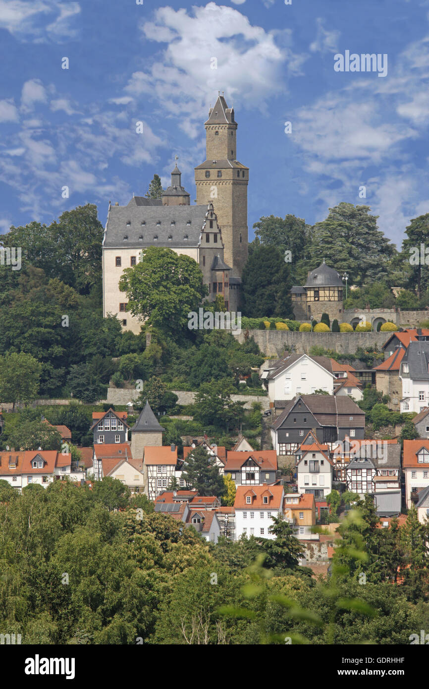 geography / travel, Germany, Hesse, Kronberg in Taunus, city view with castle, Additional-Rights-Clearance-Info-Not-Available Stock Photo