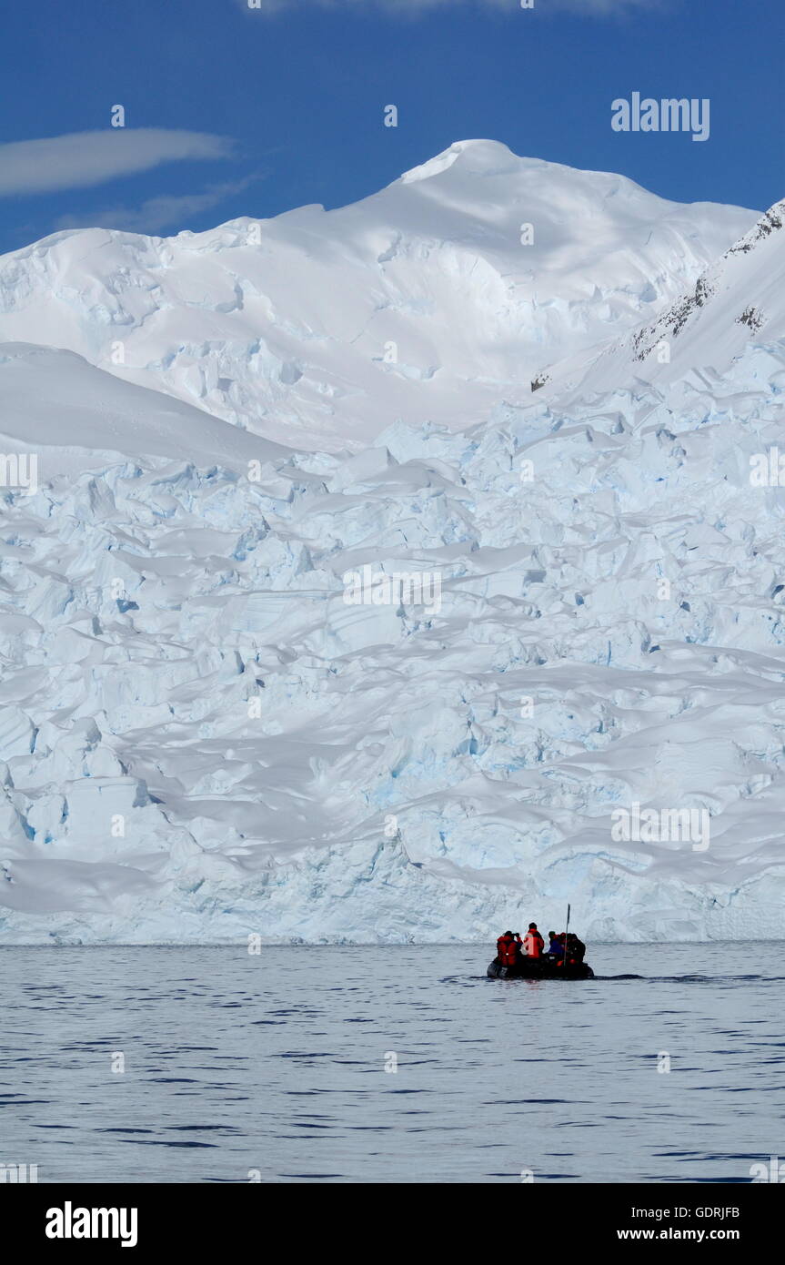 geography / travel, Antarctica, Paradise Bay, near Almirante Brown base, tourist rubber dinghy, , Additional-Rights-Clearance-Info-Not-Available Stock Photo