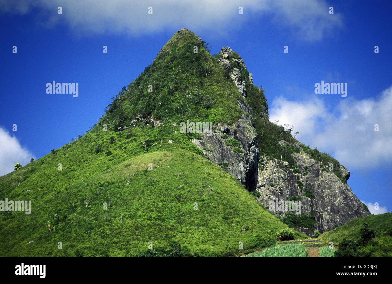 Eine Berglandschaft im Zentrum der Insel Mauritius in Indischen Ozean vor Afrika. Stock Photo