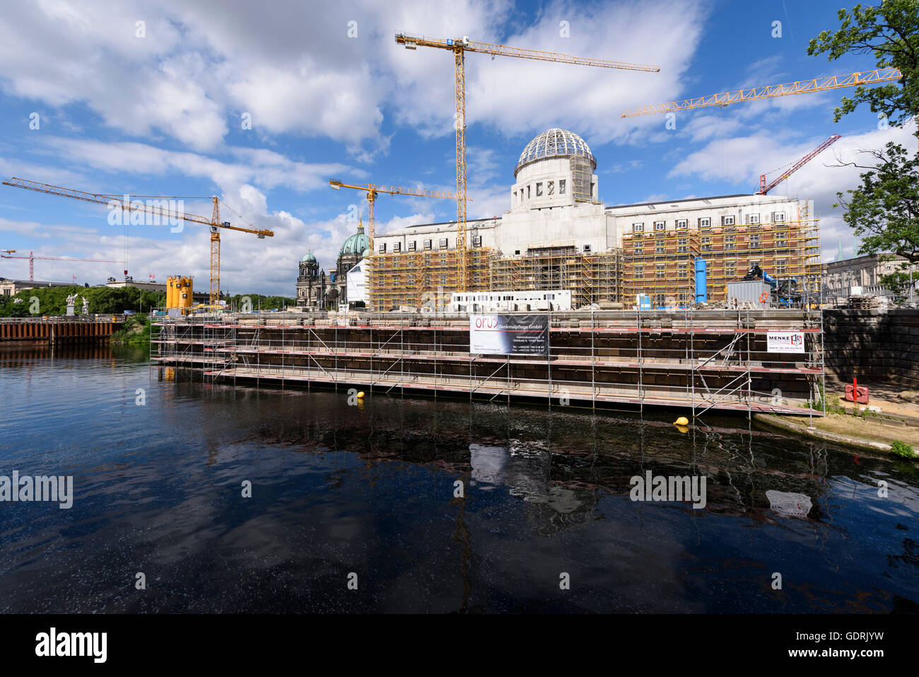 Berlin. Germany. July 2016. Re-construction of the Berliner Schloss, replacing the original destroyed by the DDR in 1950. Stock Photo