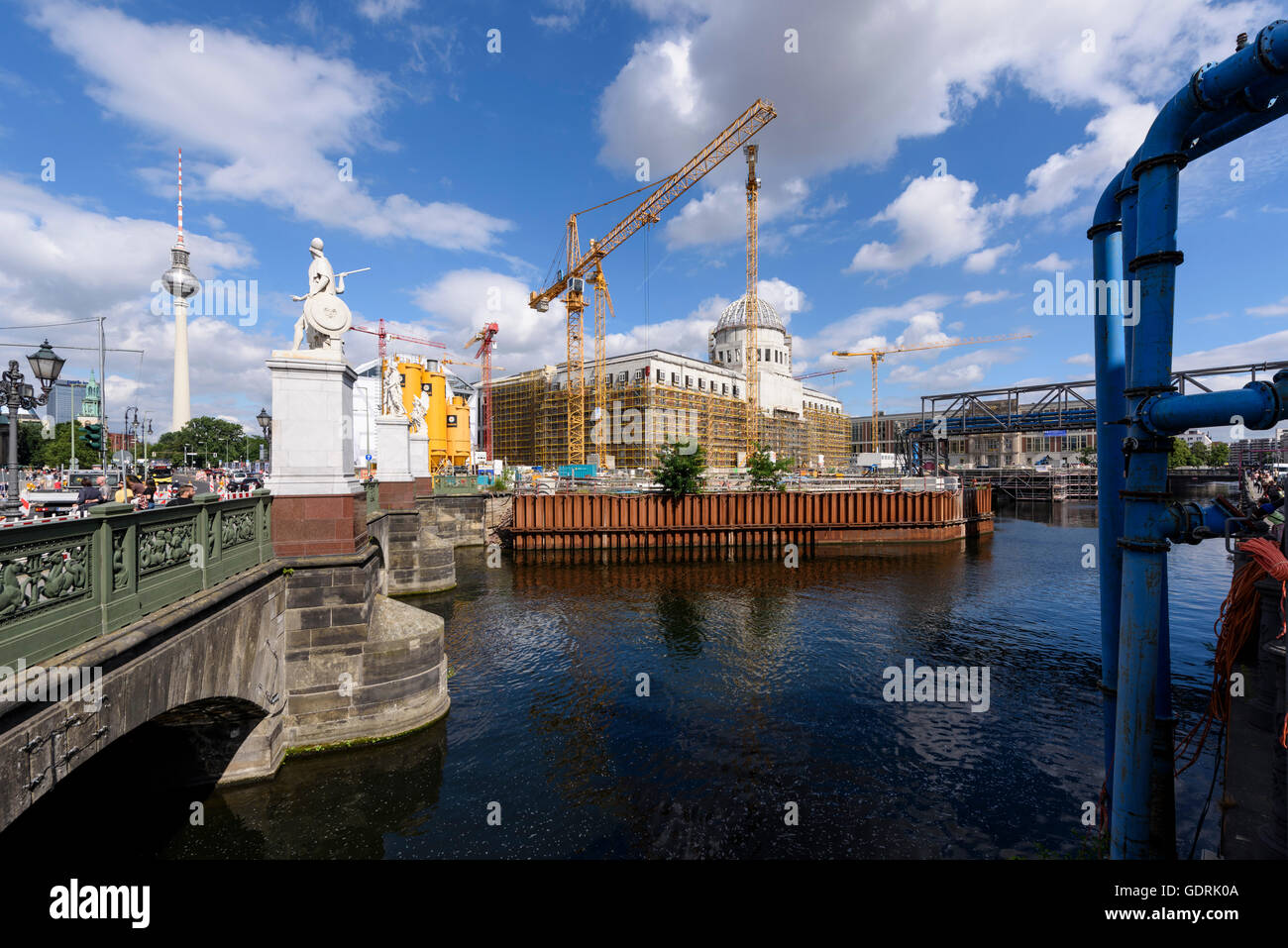 Berlin. Germany. July 2016. Re-construction of the Berliner Schloss, replacing the original destroyed by the DDR in 1950. Stock Photo