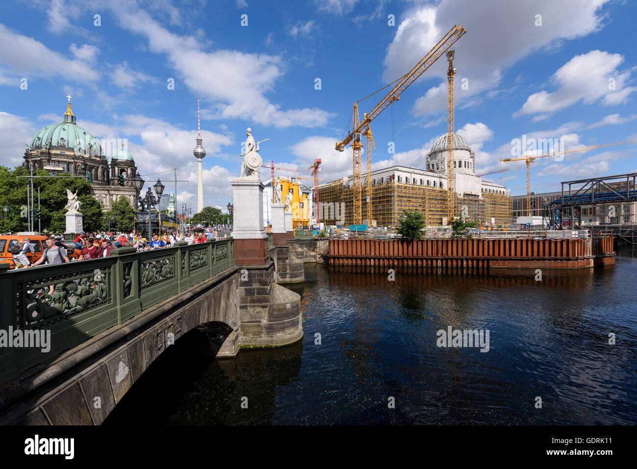 Berlin. Germany. July 2016. Re-construction of the Berliner Schloss, replacing the original destroyed by the DDR in 1950. Stock Photo