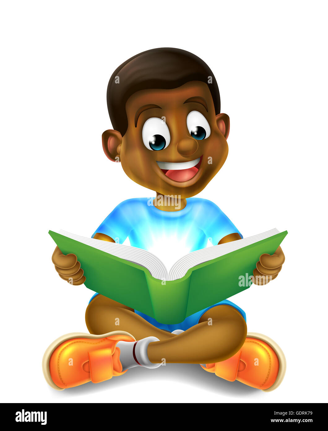 Illustration black boy reading book hi-res stock photography and images -  Alamy