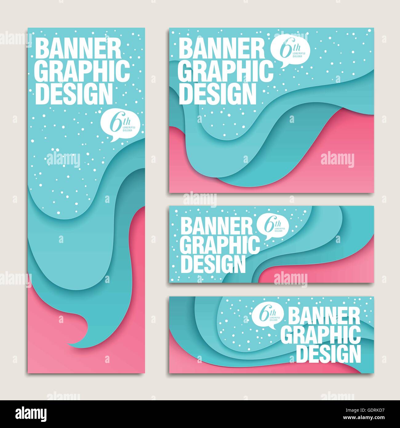 creative banner template design set with tide and beach Stock Vector