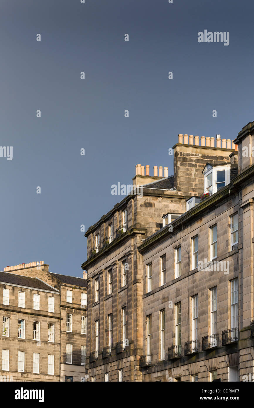 Sunshine and rain clouds in Edinburgh's New Town. Stock Photo
