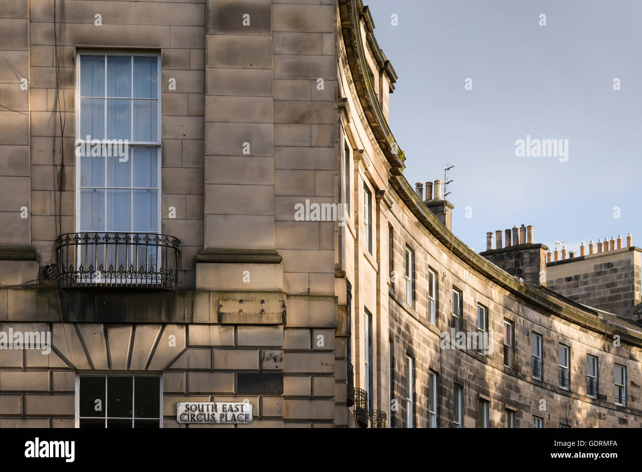 Architectural detail at Royal Circus, Edinburgh New Town, designed by William Playfair in 1823. Stock Photo